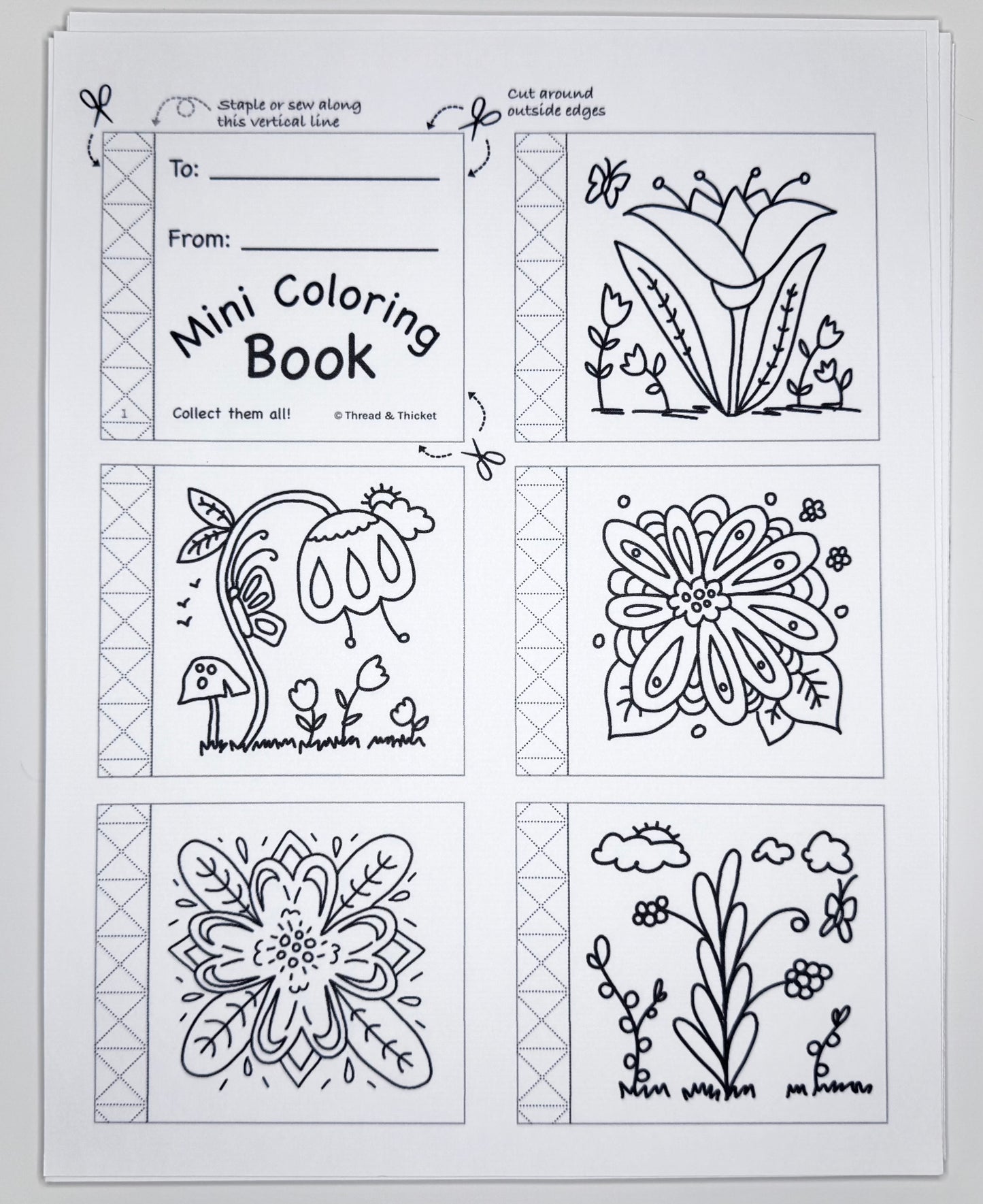 Mini Coloring Book - Nature & Flowers