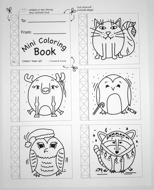 Mini Coloring Book - Holiday Book 2 (X-mas Animals)