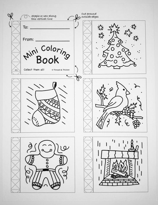 Mini Coloring Book - Holiday Book 1 (Tree/Stocking)