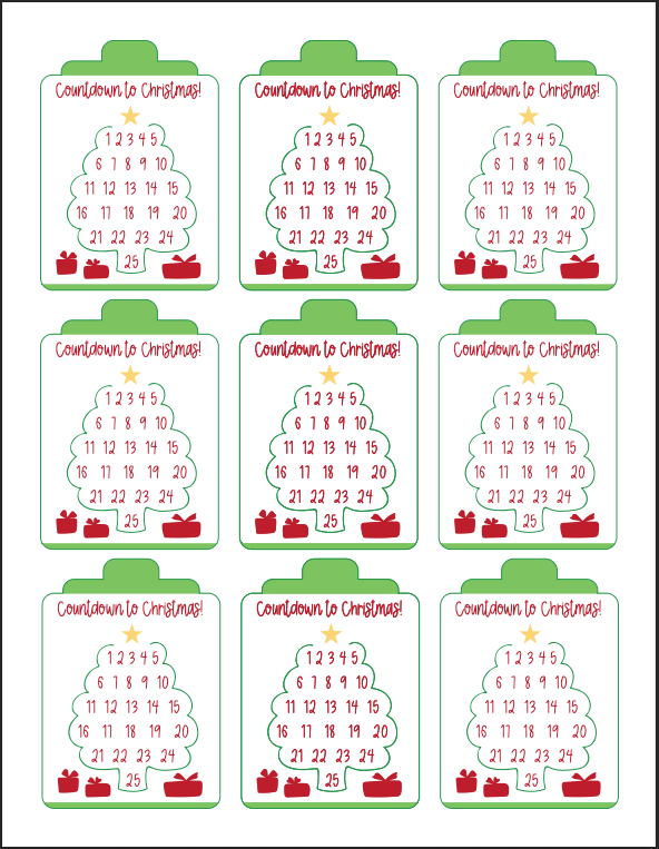Countdown to Xmas Gift Tags