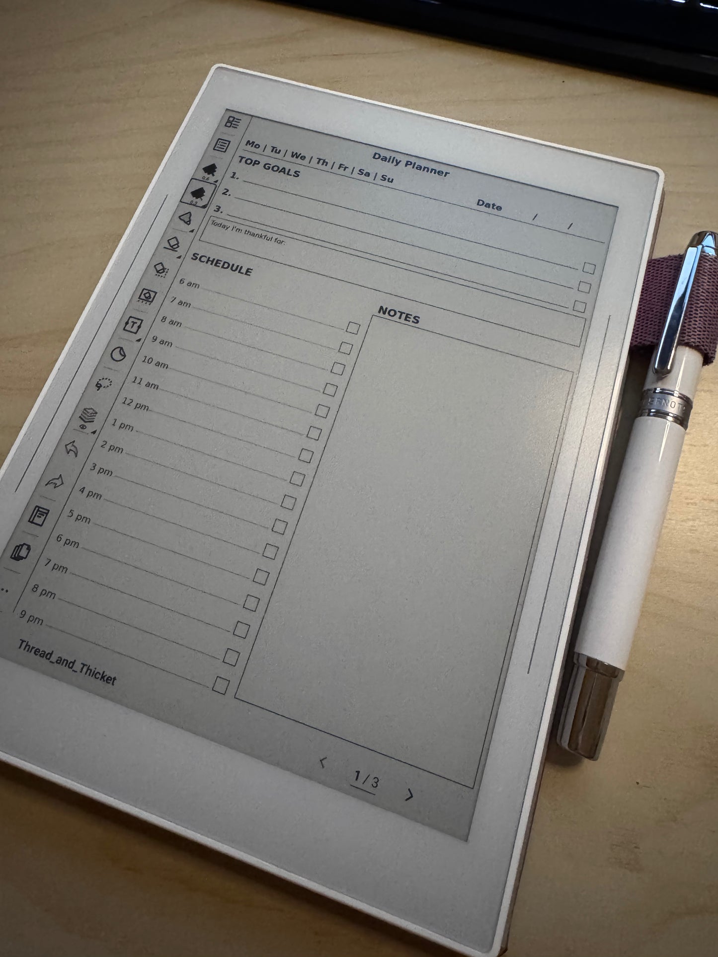 Nomad Daily Planner - Right Toolbar, Sunday Start