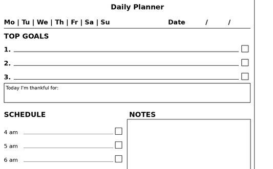 Nomad Daily Planner - Right Toolbar, Monday Start